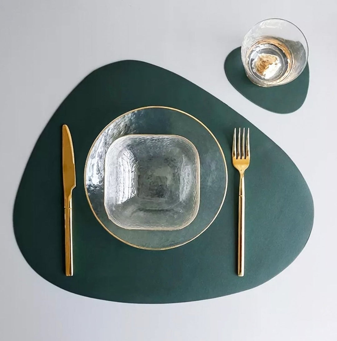 Water-Resistant Leather Placemat Set - Tablevo