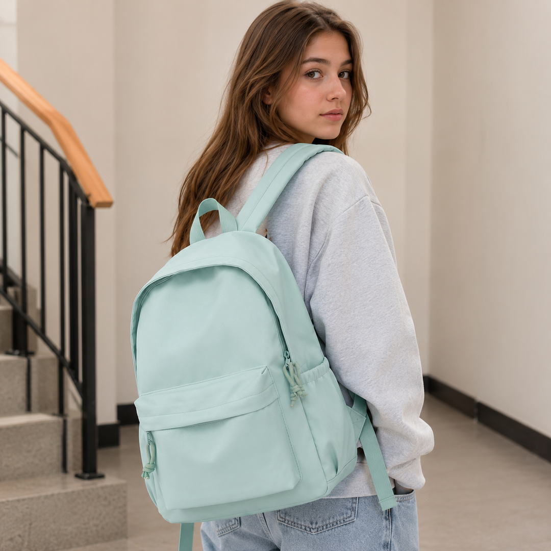 Women's Lightweight Nylon School Backpack in Pastel Colors
