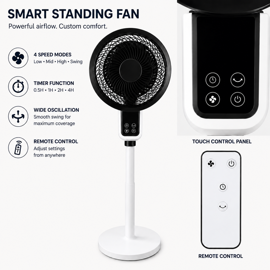 Adjustable pedestal fan with 3D oscillation