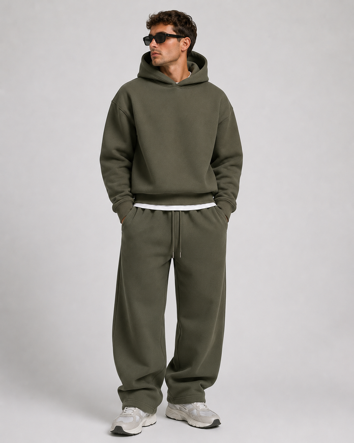 Men's Hoodie & Jogger Set - Soft Cotton Blend, Relaxed Fit