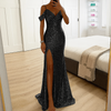 Elegant Sequin Off Shoulder Maxi Dress