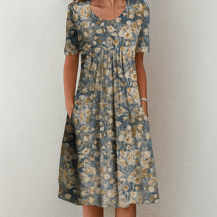 Effortless Vintage Floral Ruffle Summer Dress
