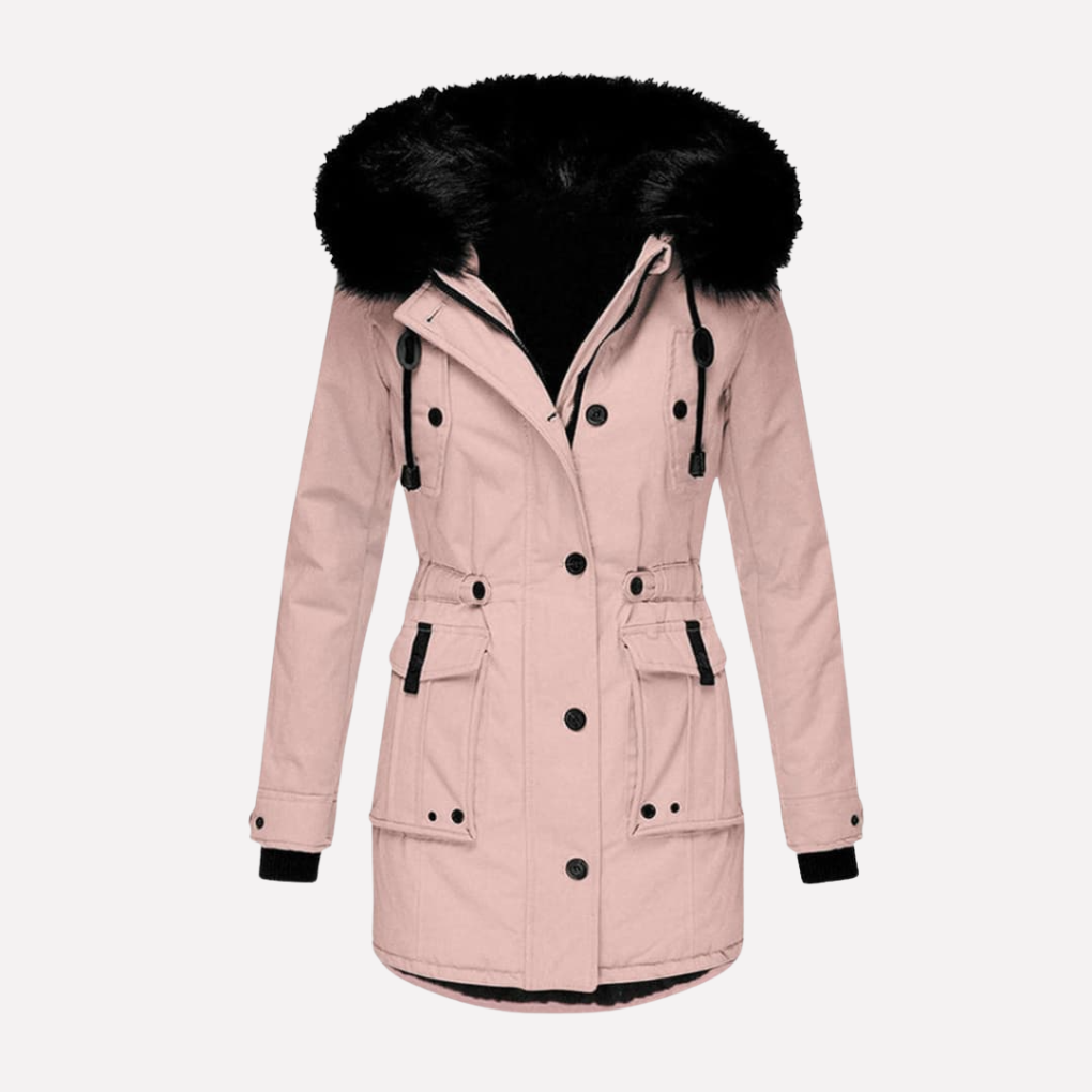 Women’s Parka Jacket with Hood and Flap Pockets