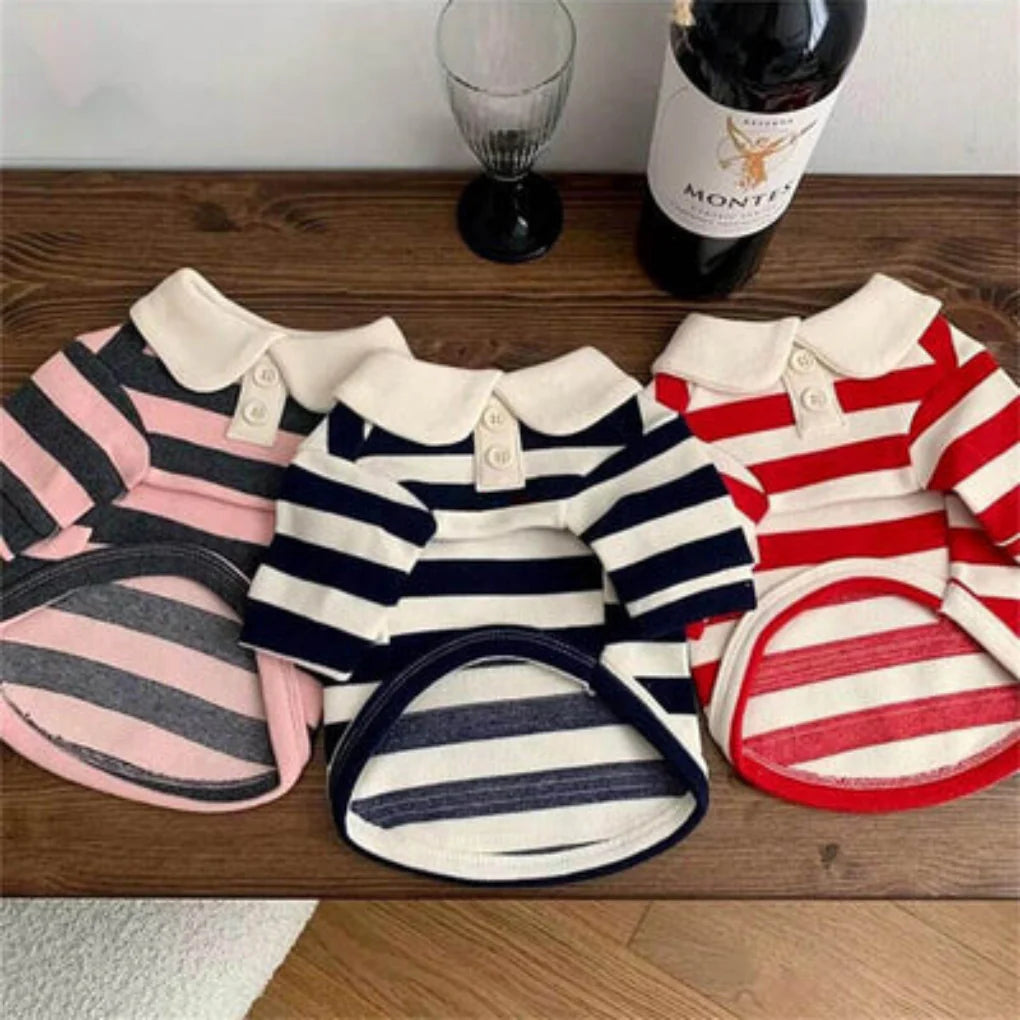 Classic Striped Polo Dog Shirt