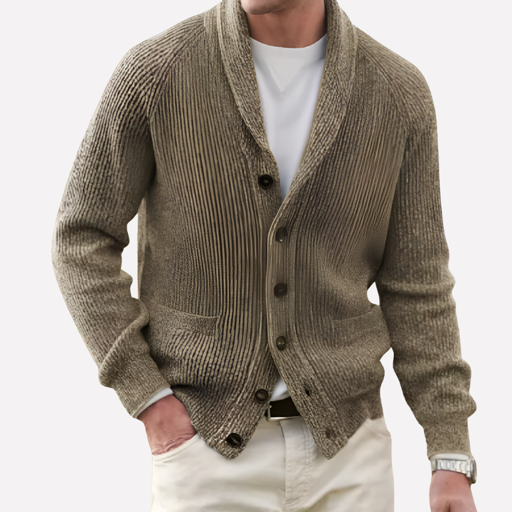 Men’s Cardigan with Shawl Collar and Button Front