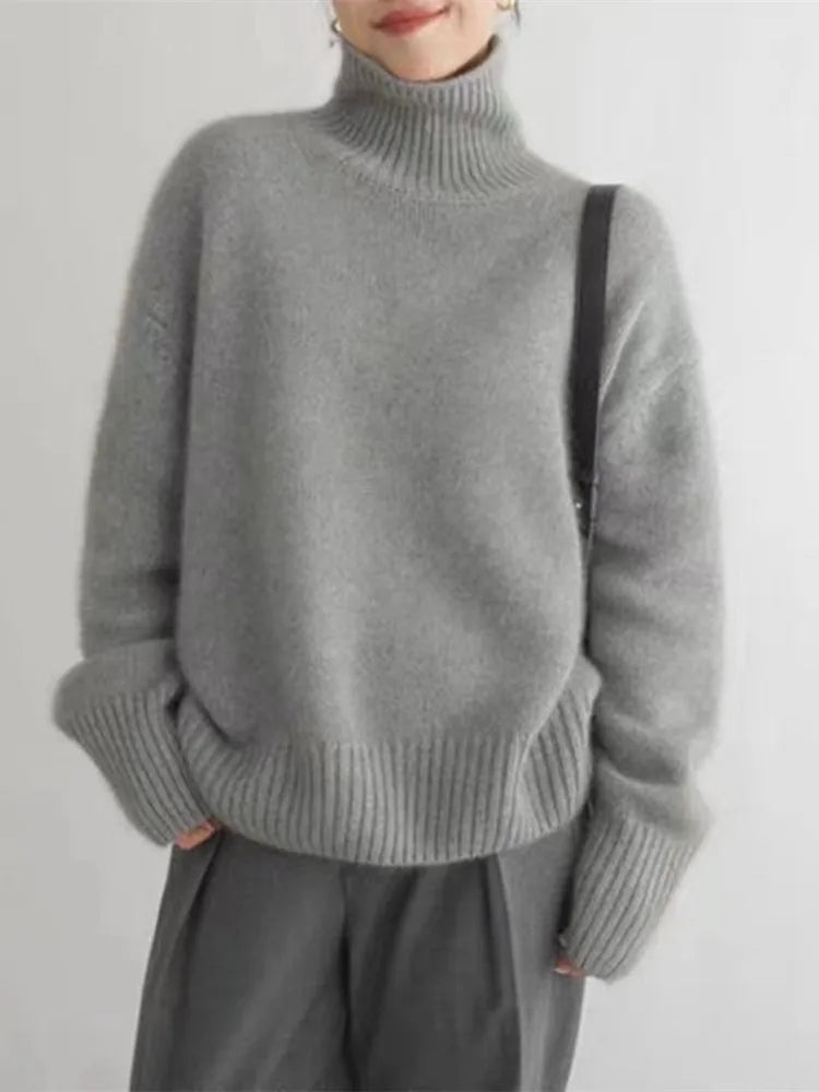 Soft Cashmere Women's Polo Neck Sweater - Seraphina