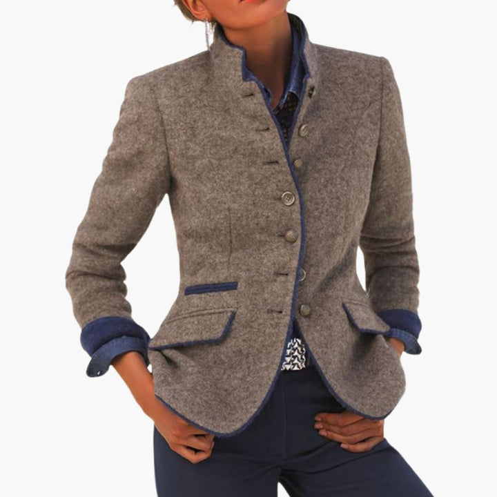 Women’s Lapel Collar Blazer – Button Front Style
