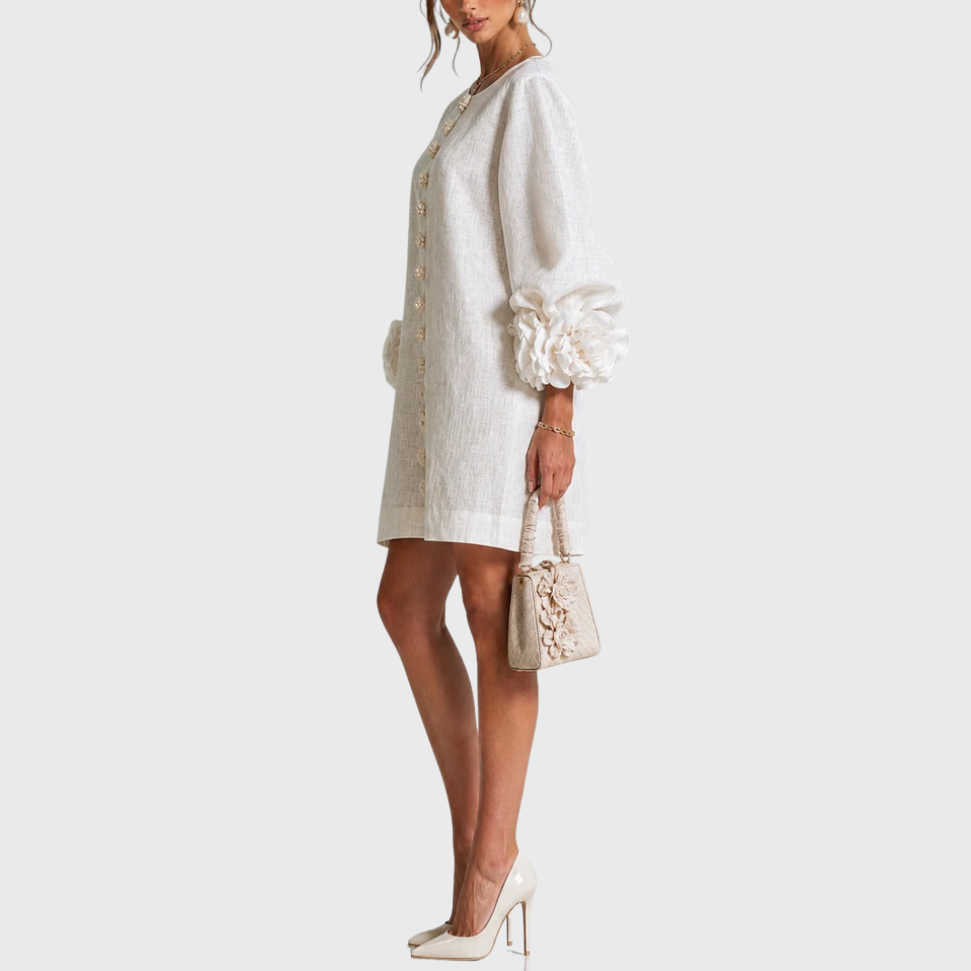 Elegant mini dress with puff sleeves