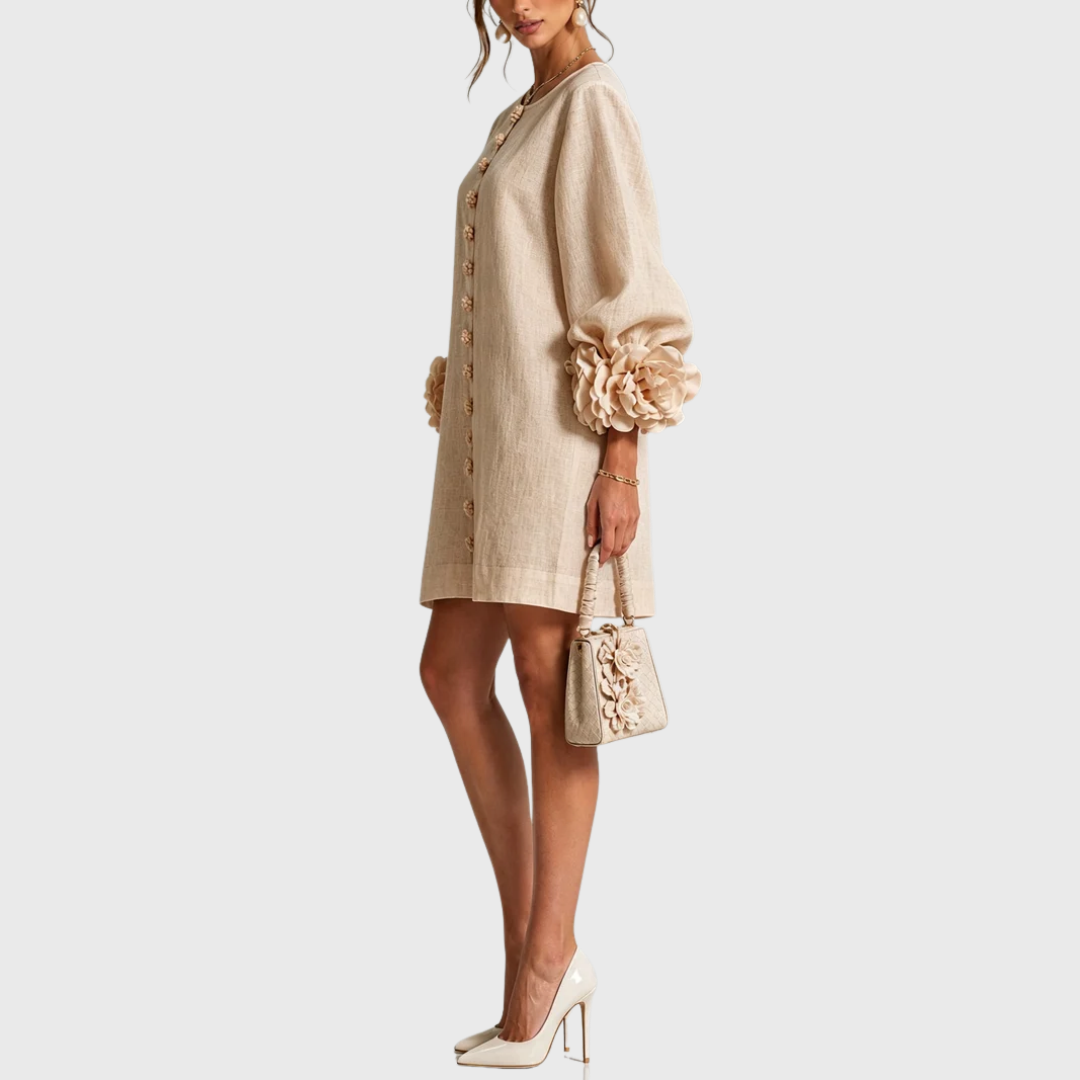 Elegant mini dress with puff sleeves