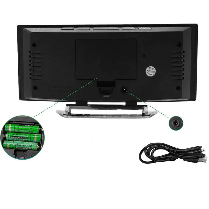Digital Alarm Clock | Curved LED Mirror Display | Automatic Dimming Function