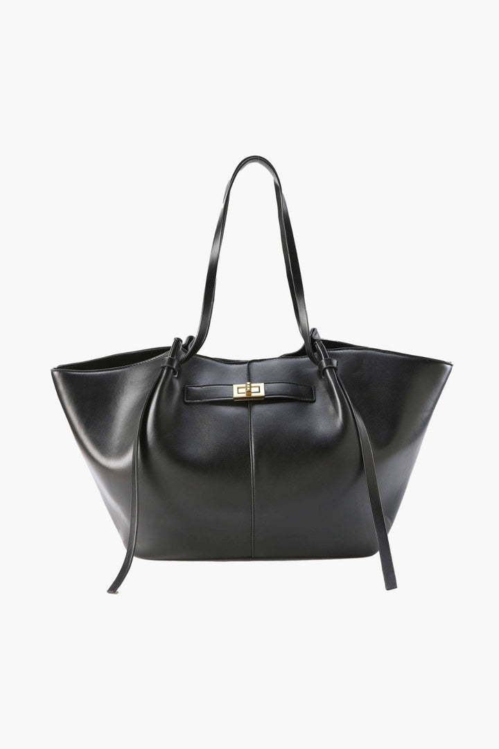Leather Tote Bag for Everyday Use with Front Fastening