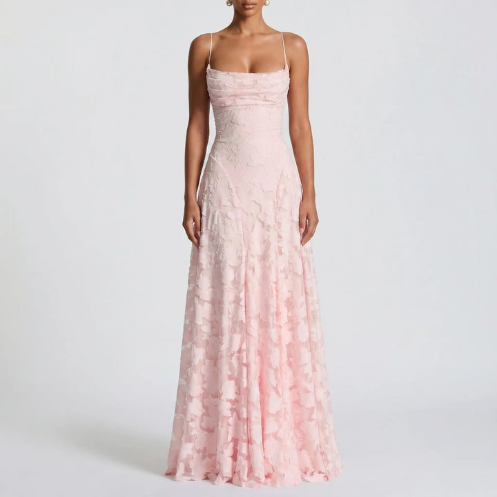 FlorielleFloral Textured Maxi Dress With Thin Straps