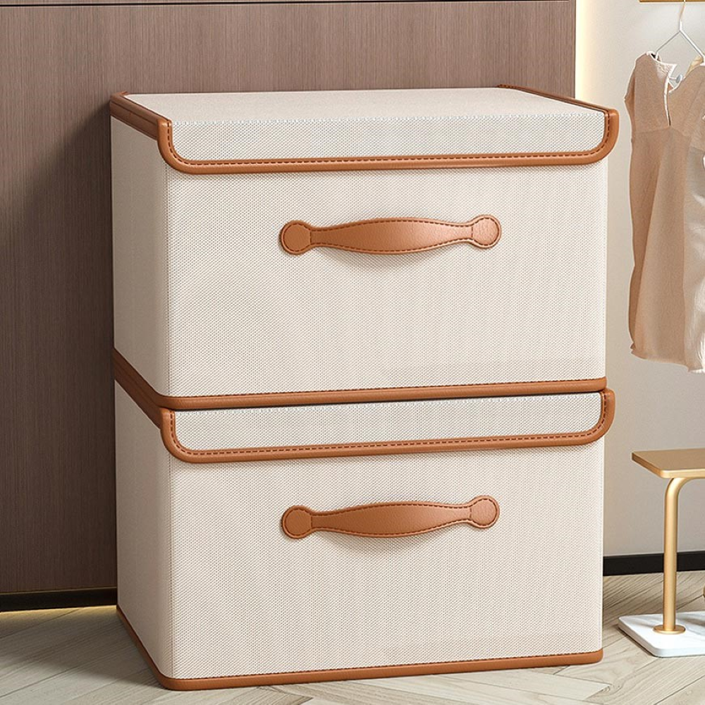 Lorvane – Foldable Storage Box with Lid and Leather Handles