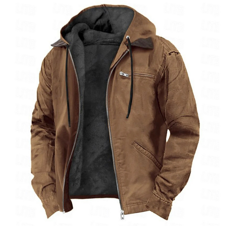 Men's Winter Jacket with Detachable Hood – Warm Jacket with Full-Length Zip