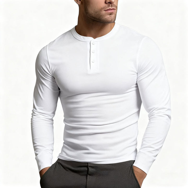 Men's Henley Shirt | Slim Fit, Long-Sleeved with Button Placket
