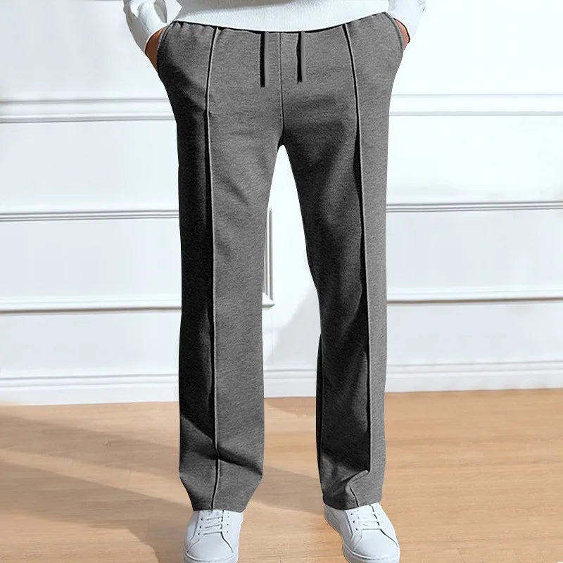 Men's slim-fit pants with elasticated drawstring waistband