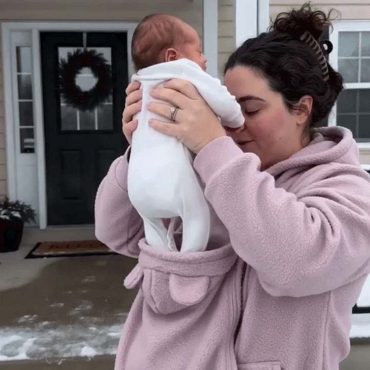 Soft Fleece Baby-Carrying Hoodie with Front Pouch