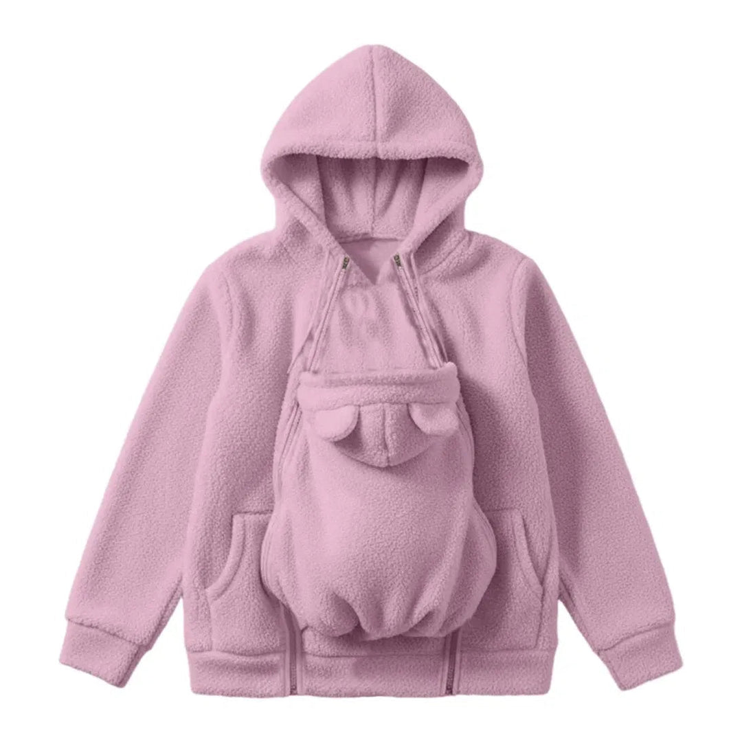 Soft Fleece Baby-Carrying Hoodie with Front Pouch