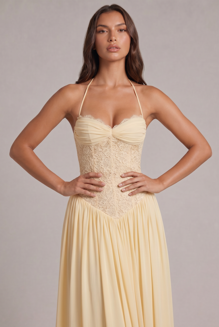 Faye Maxi Dress with Lace Corset Bodice