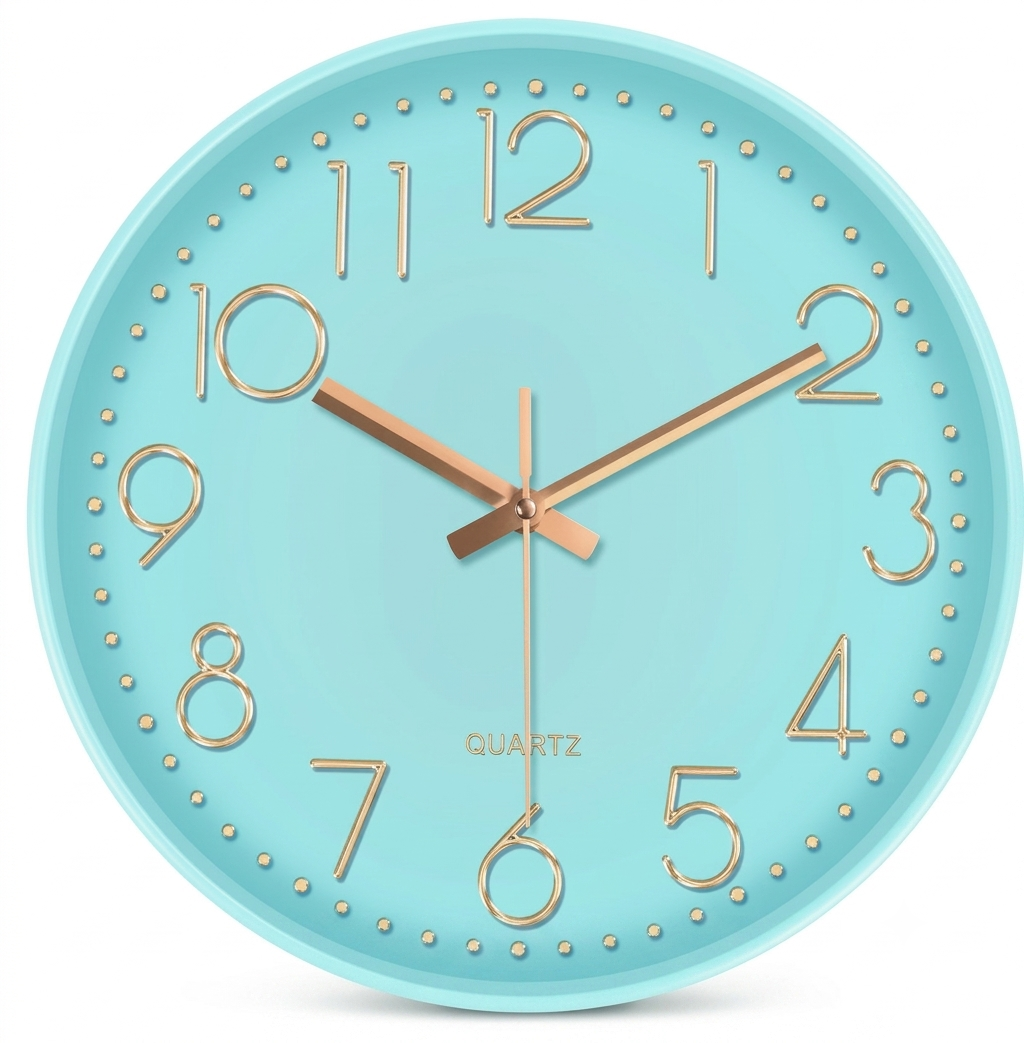 Elegant, Silent Wall Clock with Raised Numbers