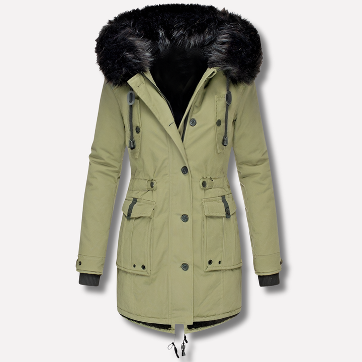 Women’s Parka Jacket with Hood and Flap Pockets