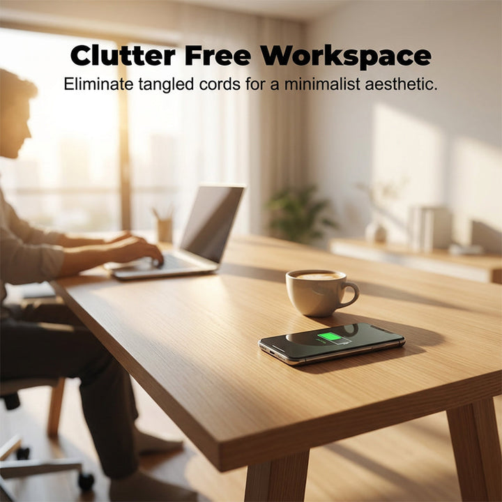 Wireless under-desk charger | Hidden mounting | Charges through wood & stone