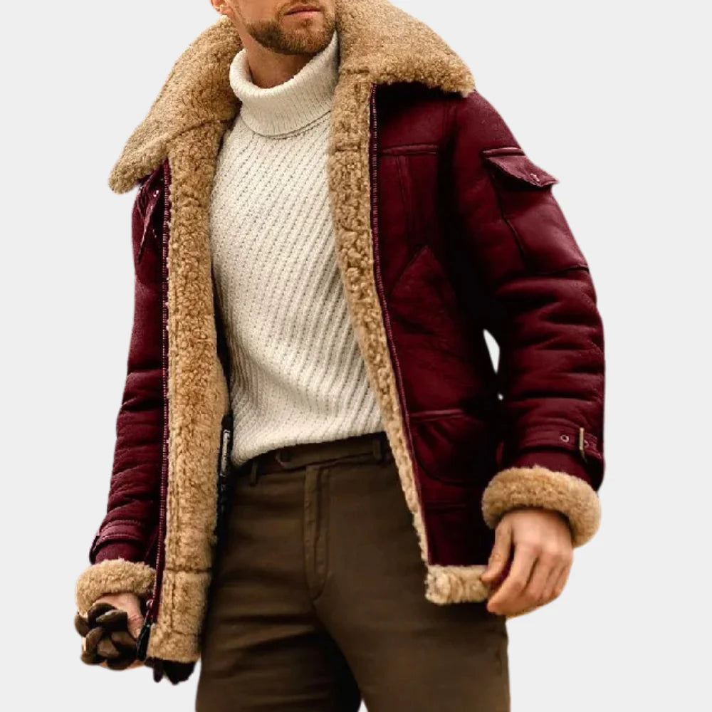 Leather Winter Jacket Bold Pilot Style with Warmth and Comfort