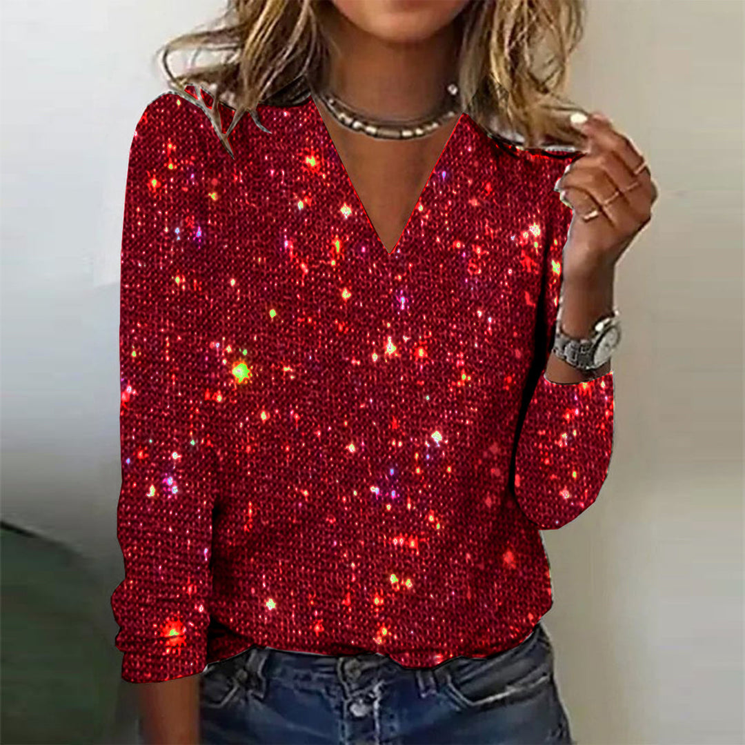 V-Neck Blouse with Long Sleeves - Lana