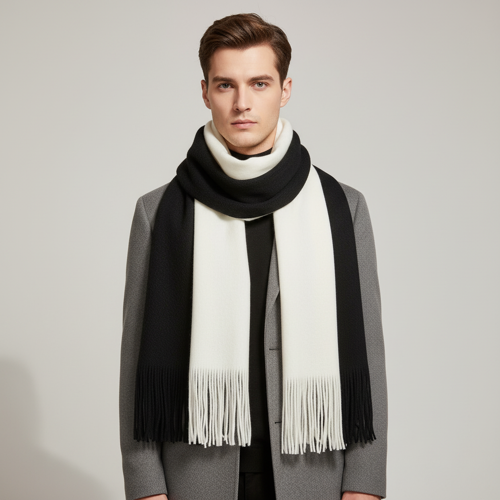 Long Cashmere Scarf with Fringes - Cashmora