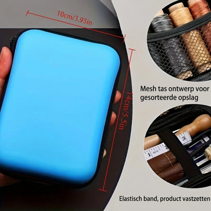 Leather sewing kit with waxed thread and precision needles.