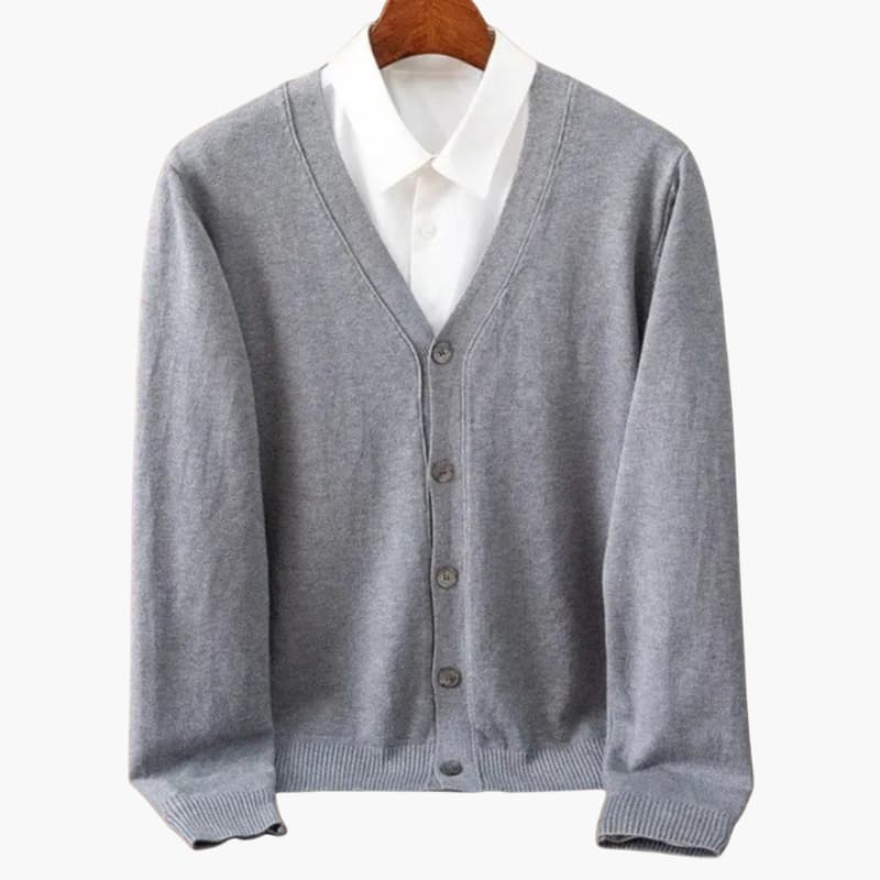 Men’s V‑Neck Button‑Front Cardigan – Classic Knit Layer