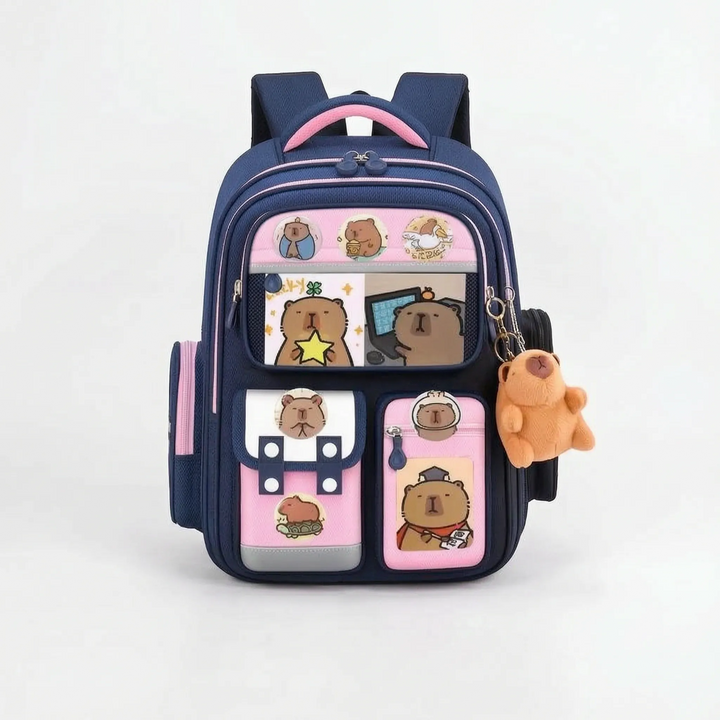 Multi-Compartment School Rucksack with Capybara Theme - Viyora