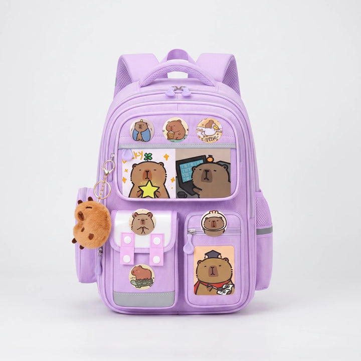 Multi-Compartment School Rucksack with Capybara Theme - Viyora