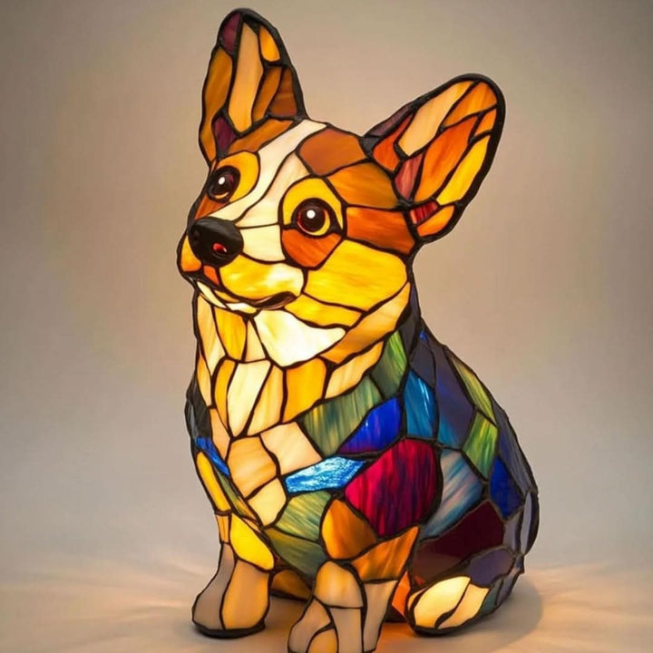 Warm-glow dog breed night light, 6 inch, USB-powered light with in-line switch