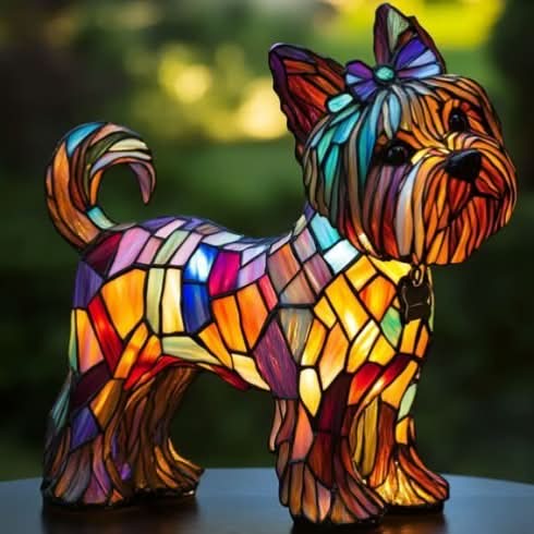 Warm-glow dog breed night light, 6 inch, USB-powered light with in-line switch