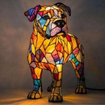 Warm-glow dog breed night light, 6 inch, USB-powered light with in-line switch