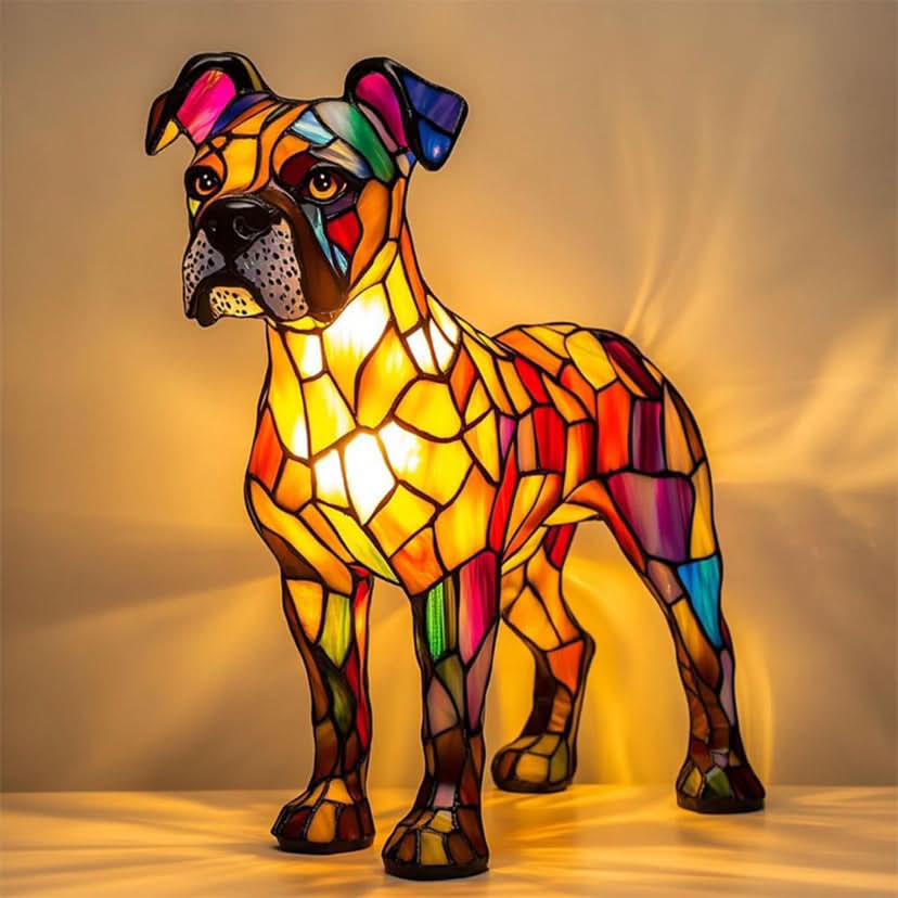 Warm-glow dog breed night light, 6 inch, USB-powered light with in-line switch