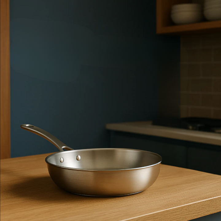 Titanium Induction Cookware with Hammered Finish – Durable, Metallic Silver Frying Pan