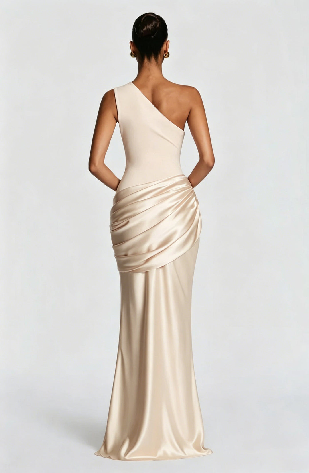 Sidonie One-Shoulder Draped Satin Maxi Dress