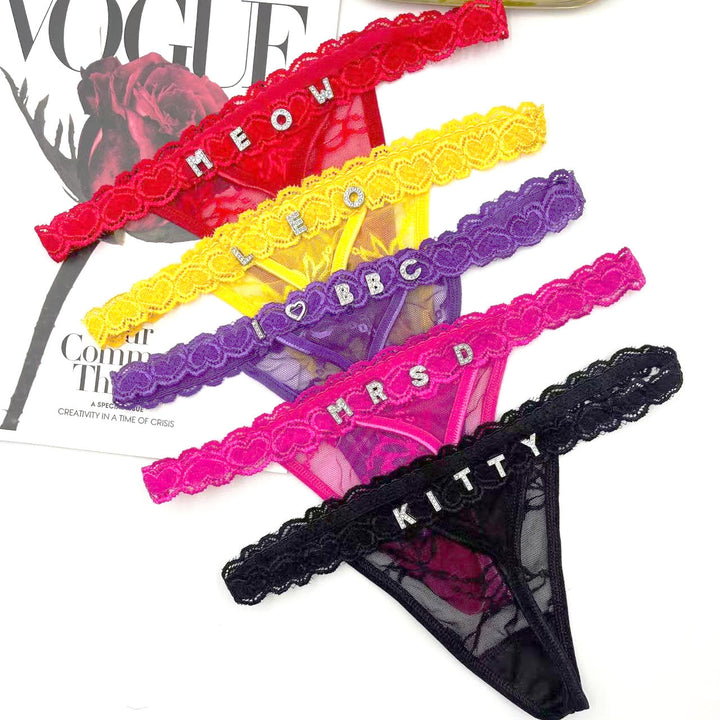 LaceFlair Personalized Lace Lingerie with Crystal Letters