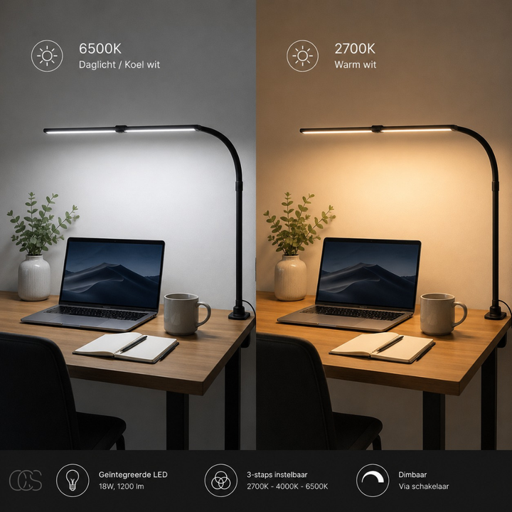 Dimmable Desk Lamp - 3 Light Colors & Adjustable Design