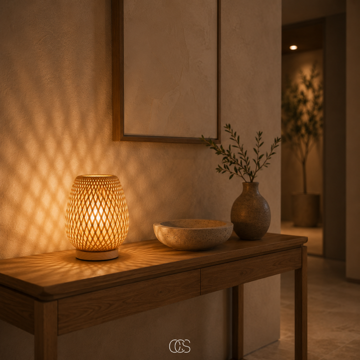 Cordless Bamboo Table Lamp - Scandinavian Dimmable LED with 3 Light Colors