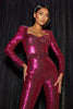 Sequin Jumpsuit with Corset Detail and Flared Legs