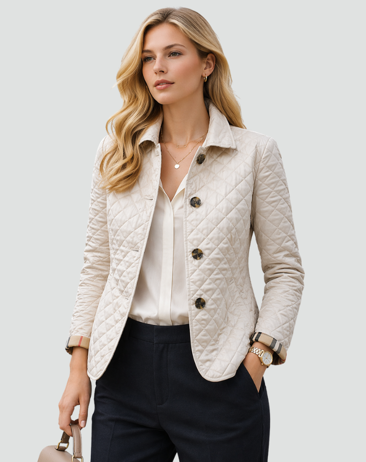 Quilted Jacket with Button Placket and Diamond Quilting