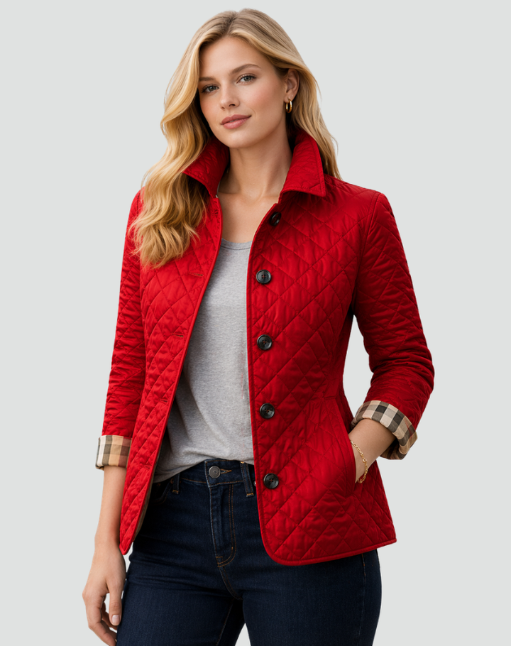 Quilted Jacket with Button Placket and Diamond Quilting