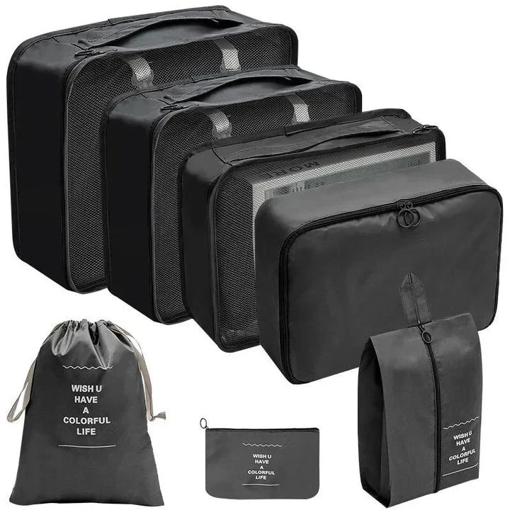 PackWunder Travel Organiser Set 7/8/9/10 Pieces | Foldable Suitcase Organiser | For Clothing, Shoes and Accessories
