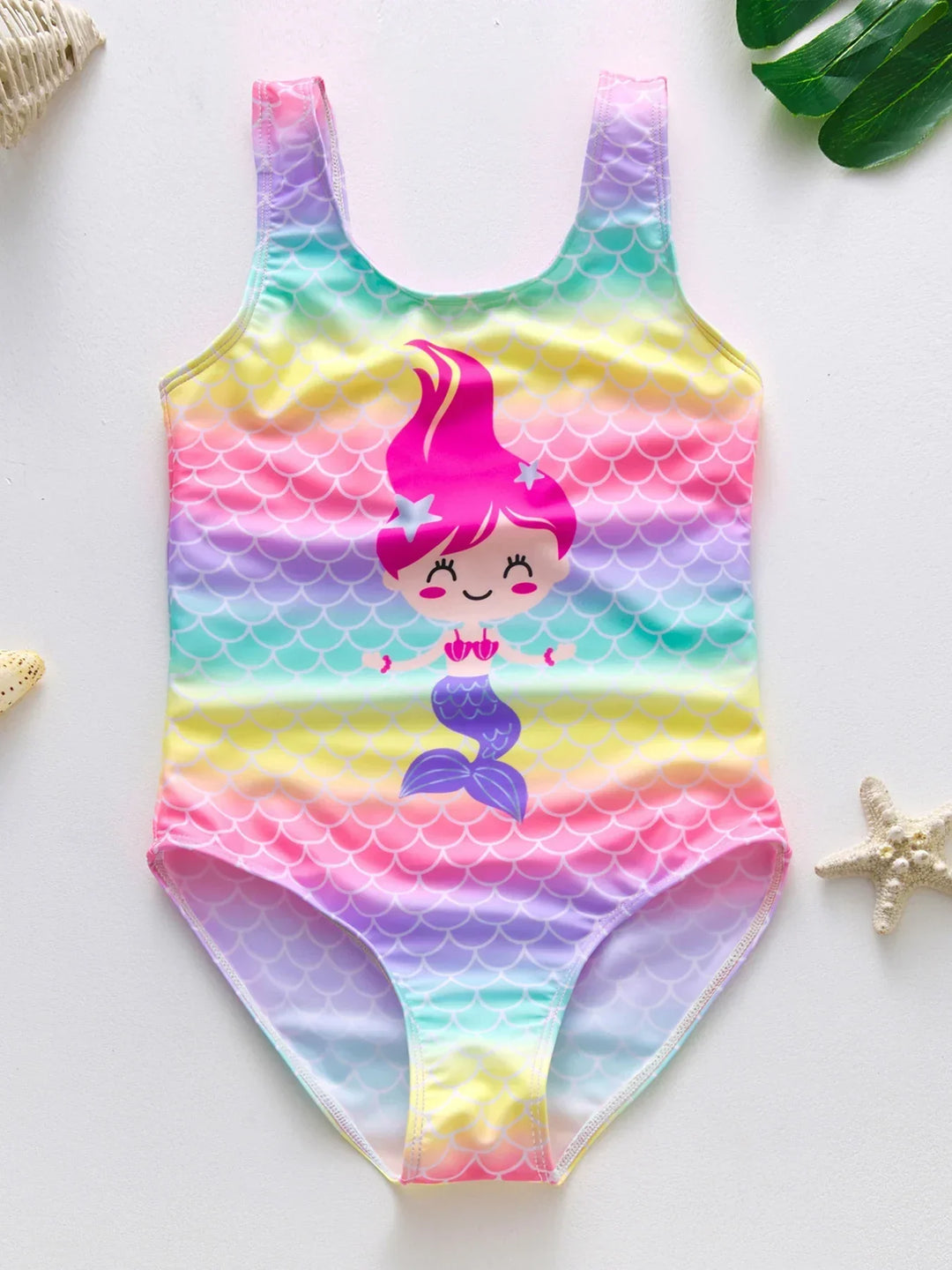 Girls' Swimsuit with Mermaid and Unicorn Design – Perfect for Children Aged 8 to 12