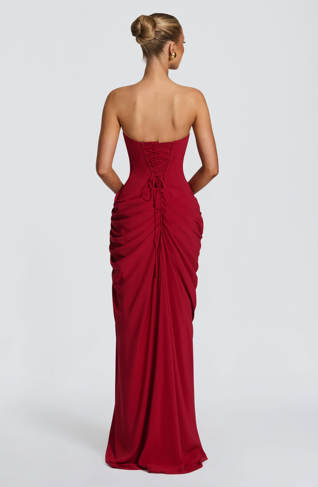 Lois strapless corset maxi dress with high slit