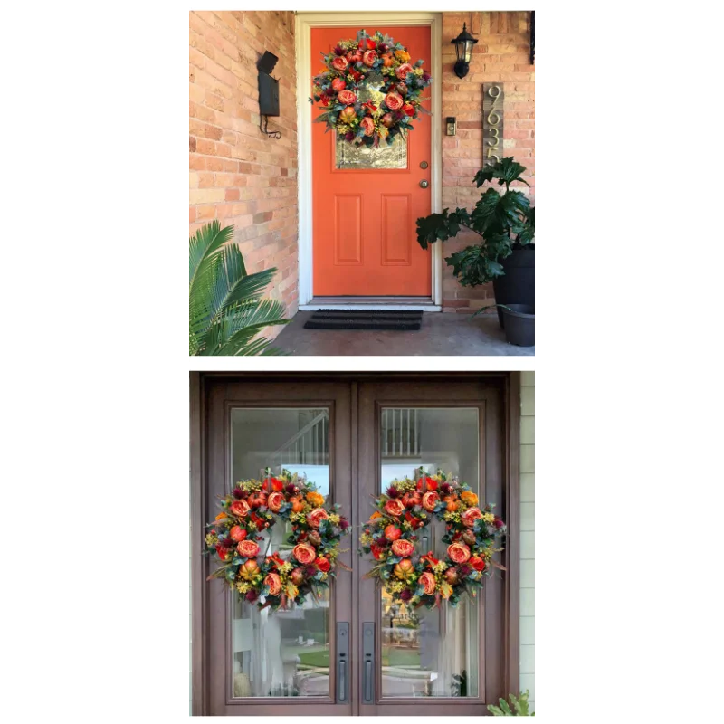 Autumna Charm Autumn Wreath | Pumpkin and Rattan | 40 cm | Handcrafted Décor for Autumn and Thanksgiving