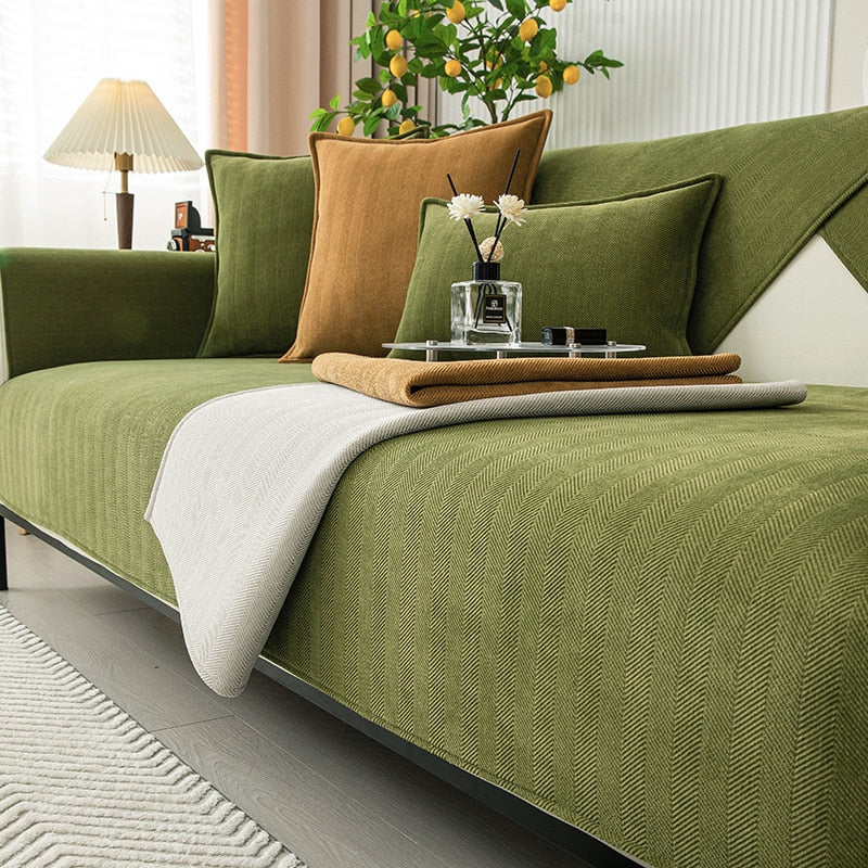 Non-Slip Chenille Sofa Cover – Stays in Place, 3 Sizes, Various Colors